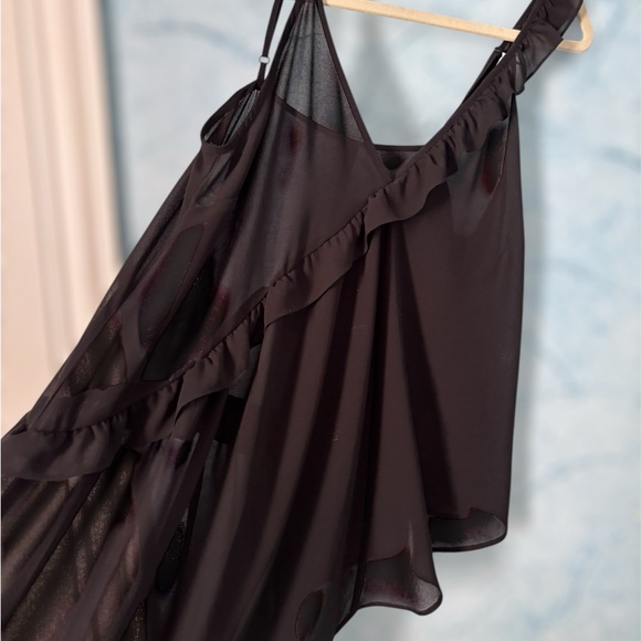 Sheer Asymmetrical Ruffle Top - Picture 2 of 4